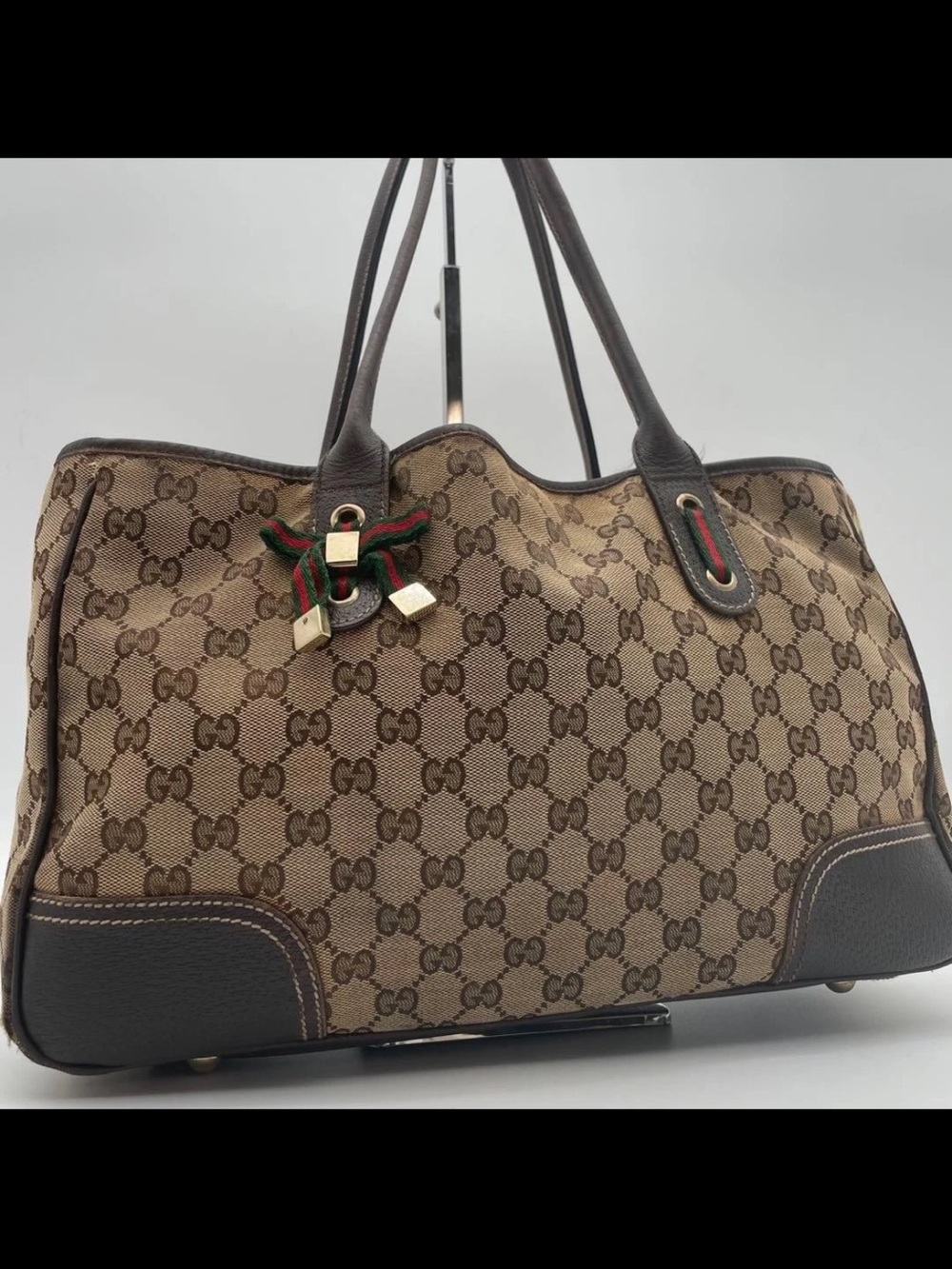 Gucci Beige/Brown GG Canvas Tote with Dark Brown Trim